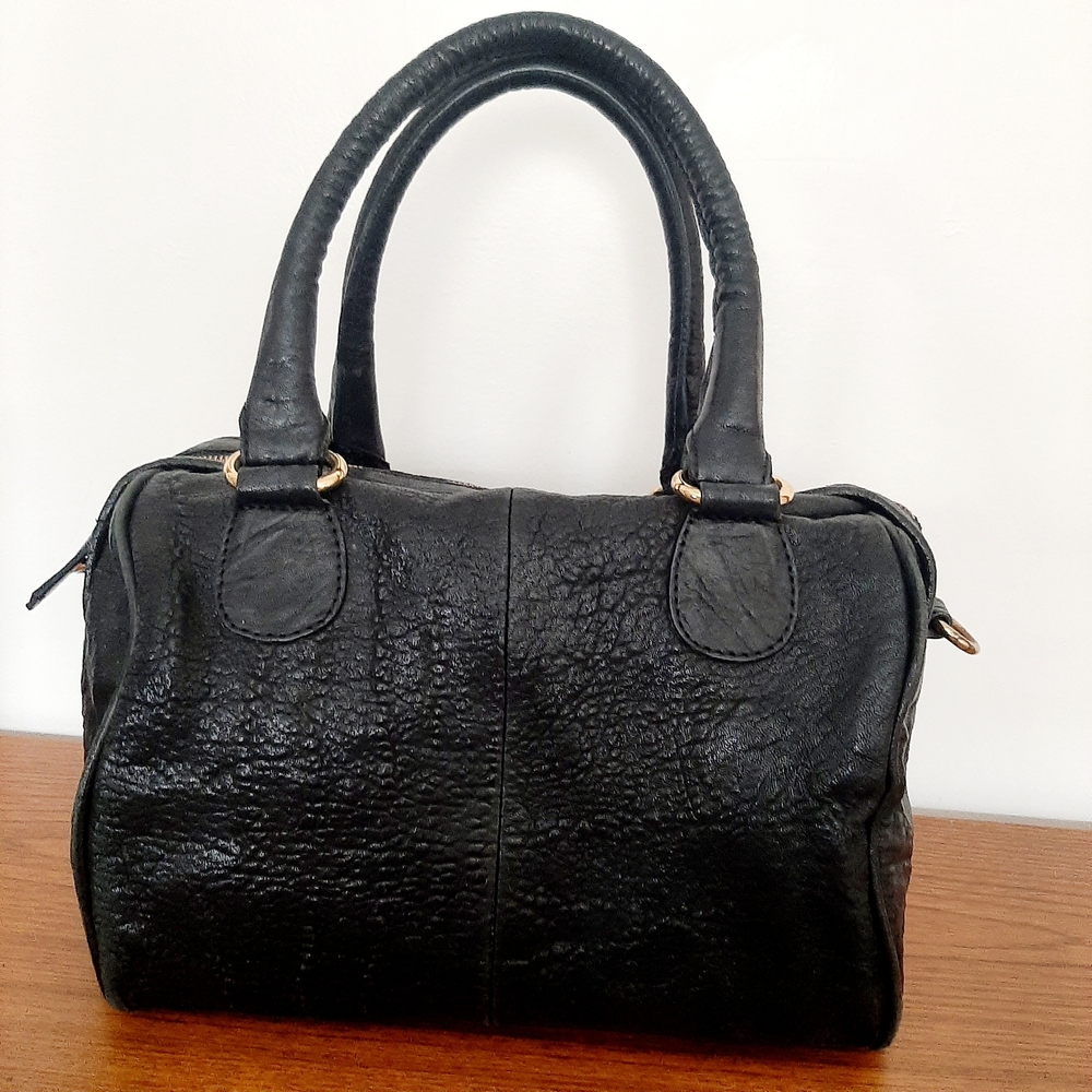 Elegant Black Leather Handbag By Zara